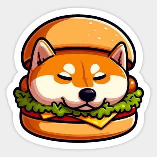 Shiba Inu is Sleeping in a Hamburger Sticker